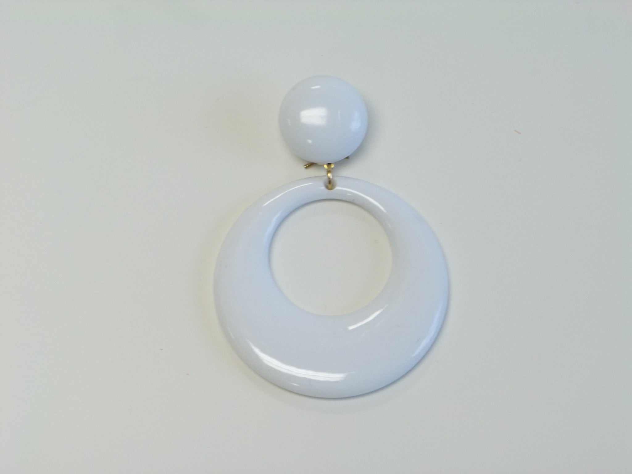 70s Earrings White Plastic Hoop Earrings 2360 Large Plastic